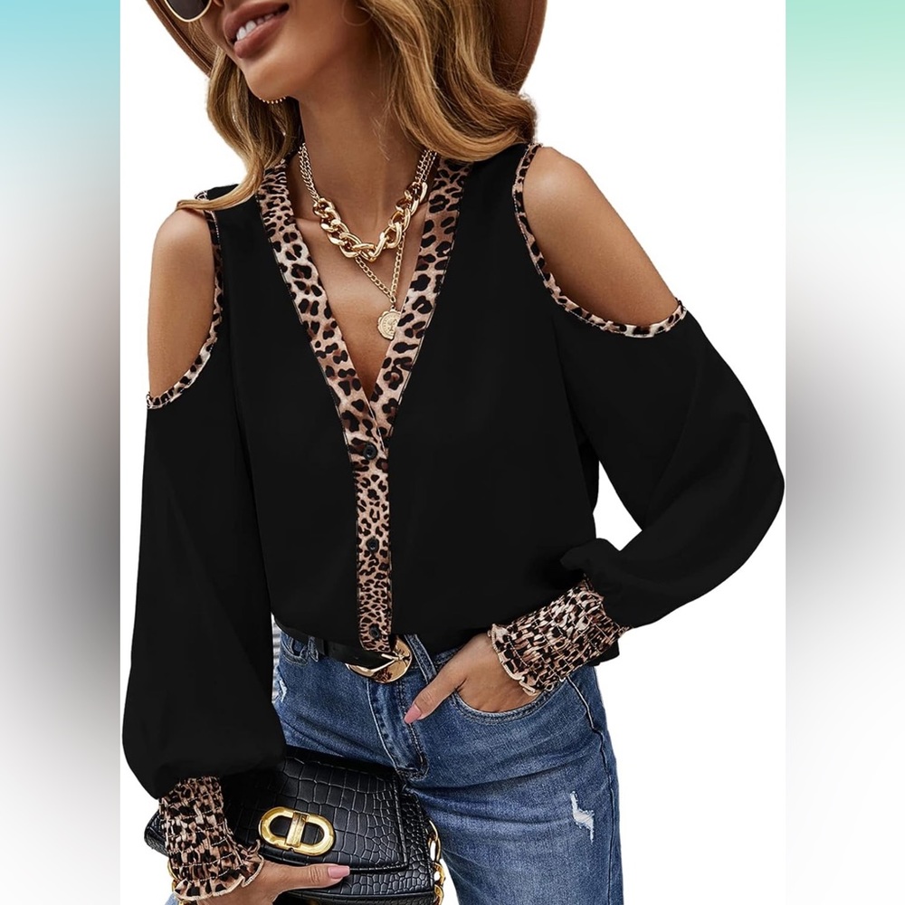 Women's Leopard Button Down Blouse